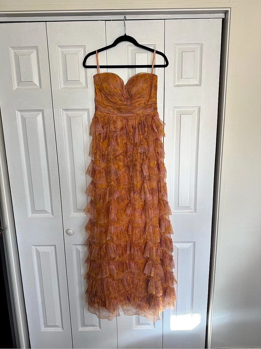 Orange Ruffle Maxi Dress - Picture 3 of 4